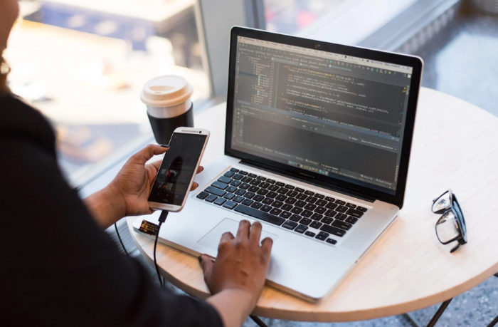 laptop and a phone